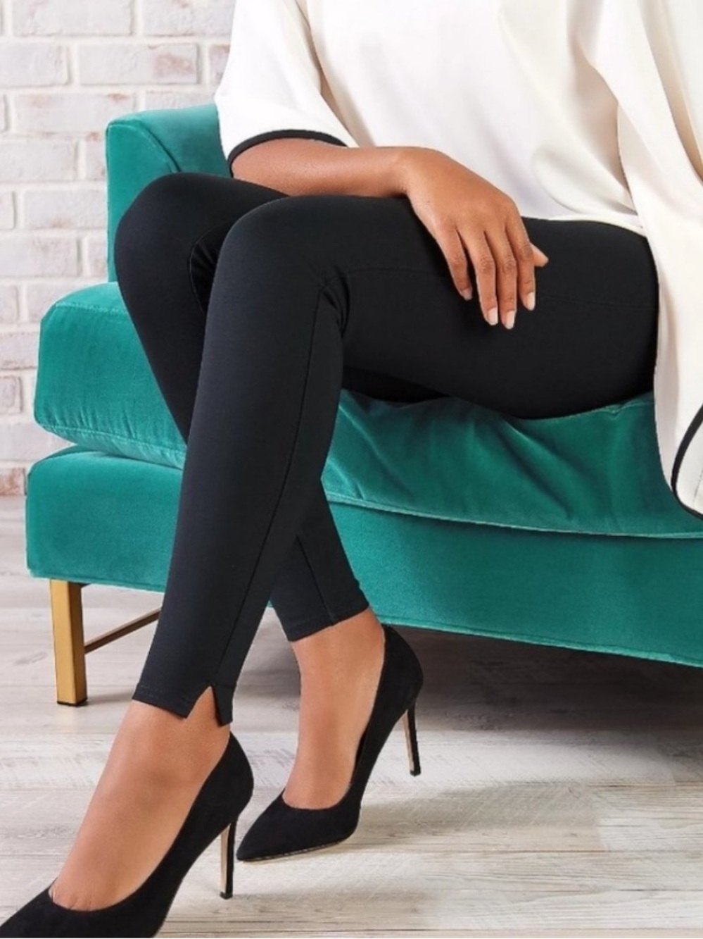 Spanx Ankle Length Ponte Leggings black XS activewear business casual work daily